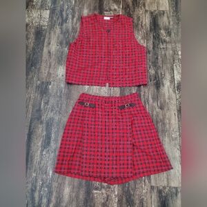 Vintage Liz Claiborne Plaid Skirt & Vest Set. Size 16